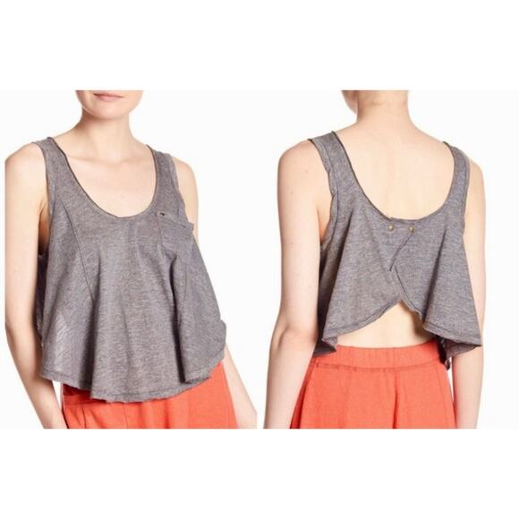 Free People Stevie Split Back Tank Gray XS - Picture 2 of 16
